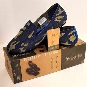 SERRA RECYCLED MATERIAL blue camouflage flats FLATS SIZE 8